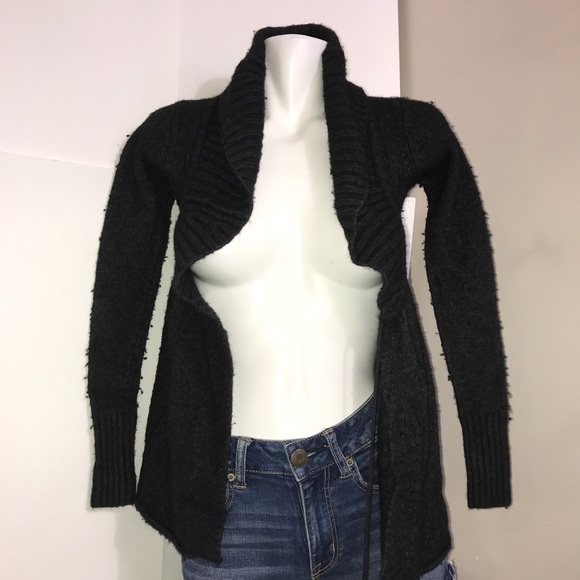 KOKOMO GreyBlack Cashmere Angora Wrap KnitCardigan - Picture 4 of 13